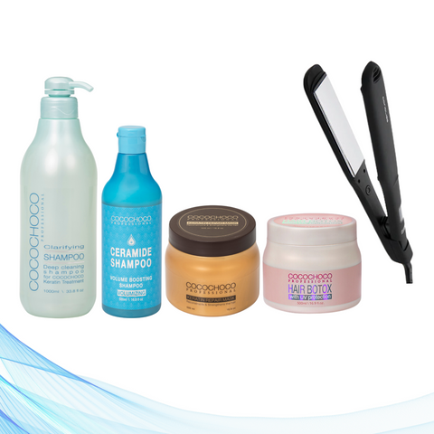 Corioliss C-Extreme Black pegla za kosu + Cocochoco Clarifying šampon 1000 ml + Cocochoco Boto-x 500 ml + Cocochoco Ceramide šampon za volumen bez sulfata 500 ml + Cocochoco Keratin Repair maska za kosu 500 ml