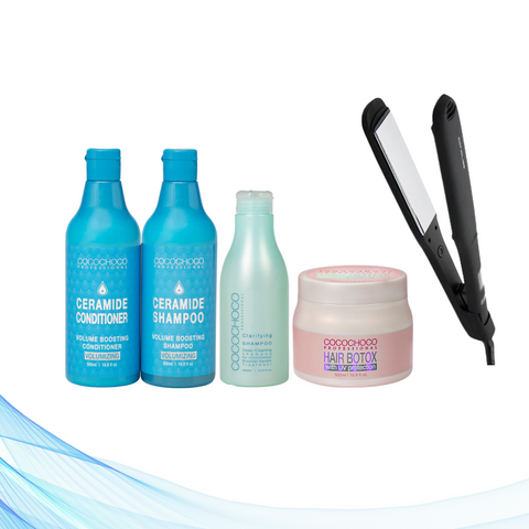 Corioliss C-Extreme Black pegla za kosu + Cocochoco Clarifying šampon 400 ml + Cocochoco Boto-x 500 ml + Cocochoco Ceramide šampon i regenerator za volumen bez sulfata 500 ml