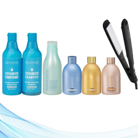 Corioliss C-Extreme Black pegla za kosu + Cocochoco Clarifying 400 ml + sva tri Cocochoco keratinska tretmana 250 ml + Ceramide šampon i regenerator za volumen bez sulfata 500 ml