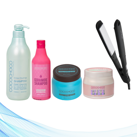 Corioliss C-Extreme Black pegla za kosu + Cocochoco Clarifying šampon 1000 ml + Cocochoco Boto-x 500 ml + Cocochoco Ceramide šampon za intenzivnu obnovu bez sulfata 500 ml + Cocochoco Kašmir maska 500 ml