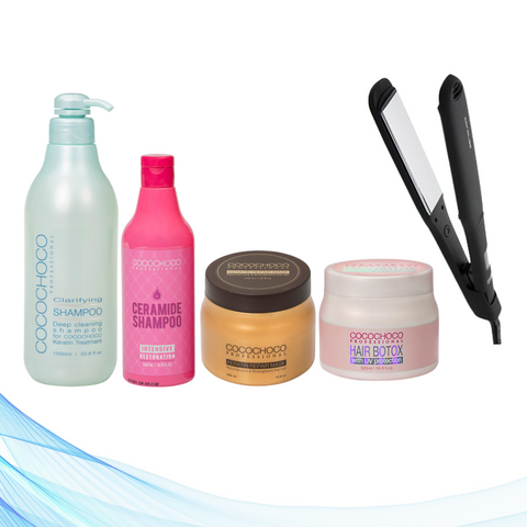 Corioliss C-Extreme Black pegla za kosu + Cocochoco Clarifying šampon 1000 ml + Cocochoco Boto-x 500 ml + Cocochoco Ceramide šampon za intenzivnu obnovu bez sulfata 500 ml + Cocochoco Keratin Repair maska 500 ml